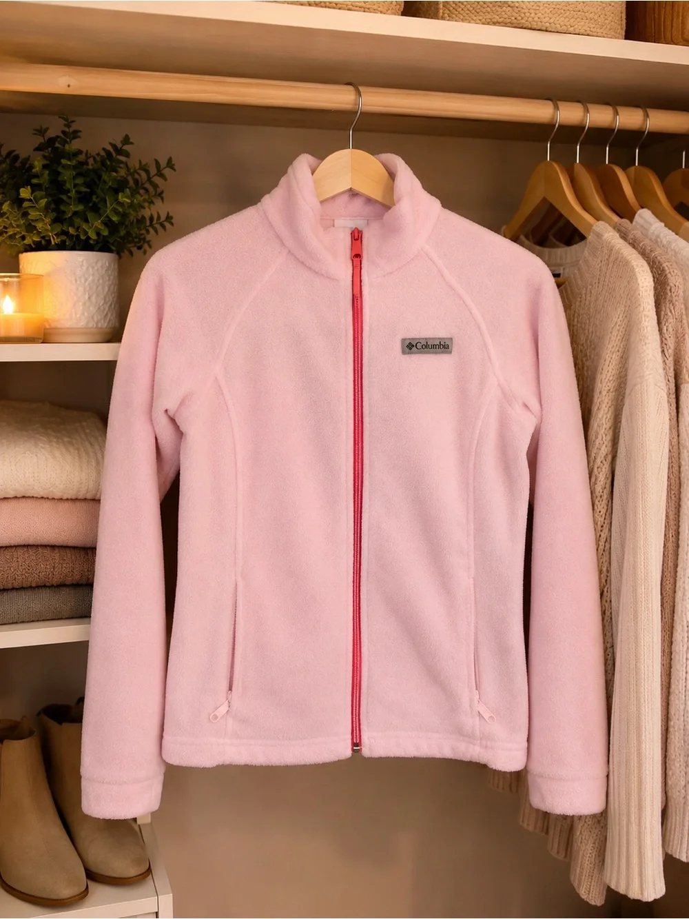 Columbia Pink Full-Zip Fleece Jacket
